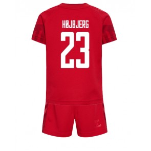 Denmark Pierre-Emile Hojbjerg #23 Replica Home Stadium Kit for Kids World Cup 2022 Short Sleeve (+ pants)
